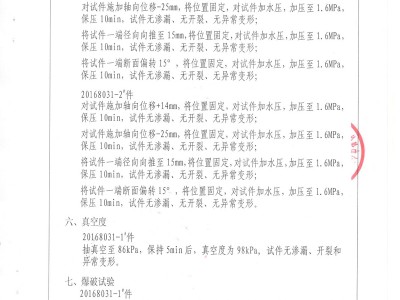 《橡胶补偿接头》特种设备形式实验报告